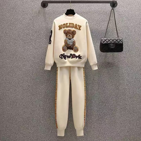 Pants Micro Bear Hoodie Casual Sports Suit